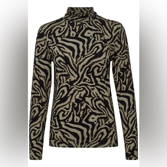 Soaked in Luxury High neck shirt in animal print, women’s size L - Picture 5 of 8